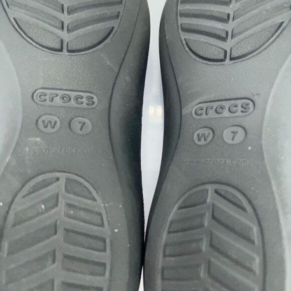 CROCS Women's Sienna Ballet Flats Size 7 Black Rubber Slip On Shoe Square Toe - Picture 8 of 8
